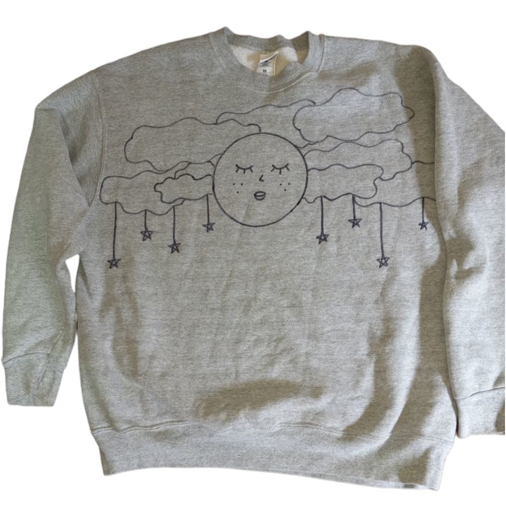 Sleepy Moon & Stars cotton blend gray sweatshirt, sz 2X - 3X